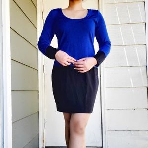 Banana Republic | Black and Blue Color Block Dress